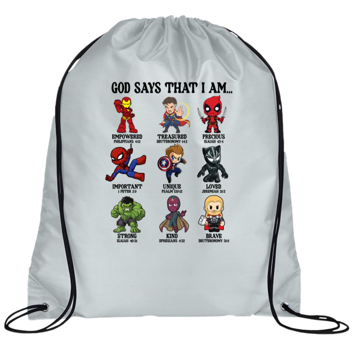 God Says I Am.... Line Drawstring Backpack