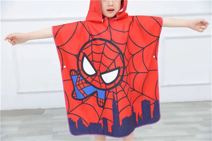 Disney Spider-Man Avengers Children Bath Towel Cartoon Hooded Cloak