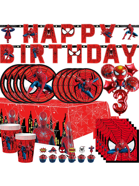 Spider-Man Party Birthday Tableware Balloon Hanging Flag