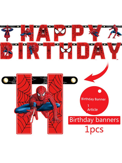 Spider-Man Party Birthday Tableware Balloon Hanging Flag