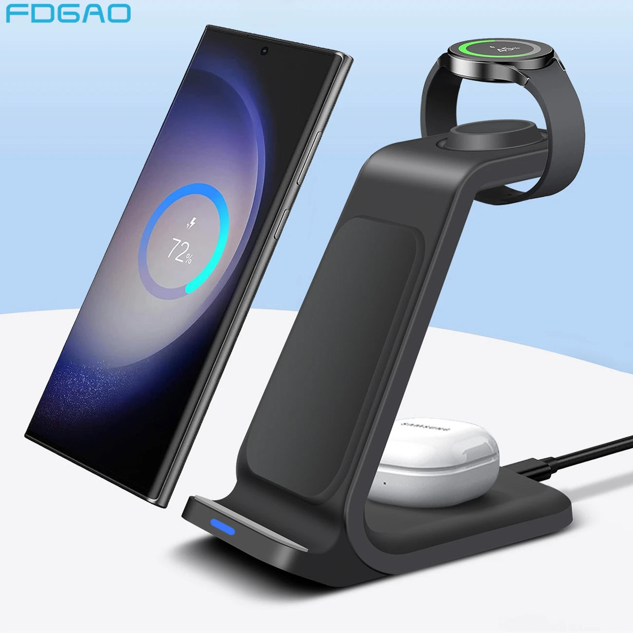 Wireless Charger 3 in 1 Fast Charging Dock Station- Samsung S23 S22, Galaxy Watch 6 5 4 Buds 2 Pro