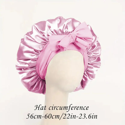 Satin Adjustable Sleeping Hair Silk Bonnet With Tie Band Bonnets