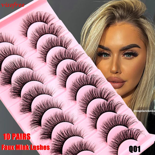 3/5/10 Pairs Natural Long 3D Mink Lashes Fluffy Volume