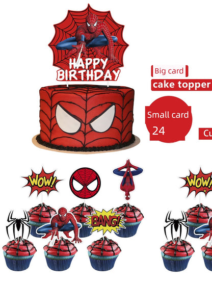 Spider-Man Party Birthday Tableware Balloon Hanging Flag