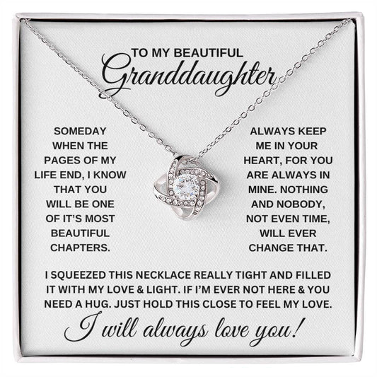 TO MY GRANDDAUGHTER, LOVE KNOT NECKLACE