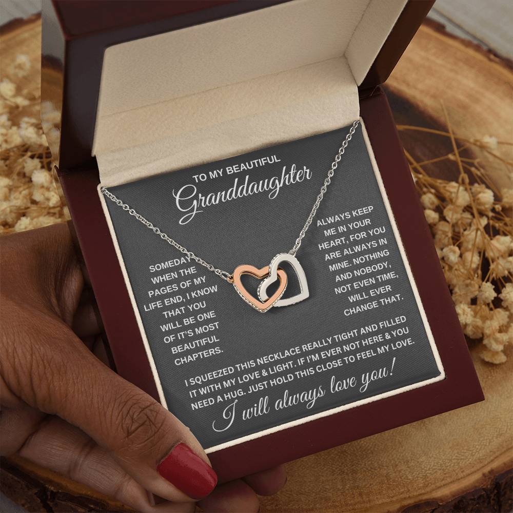 TO MY GRANDDAUGHTER, INTERLOCKING HEART NECKLACE