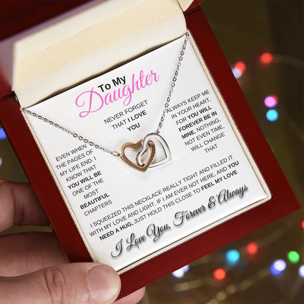 To My Daughter Interlocking Hearts Necklace